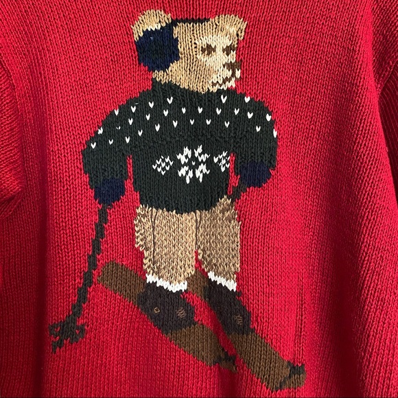 ‘RARE’ POLO BEAR Ski Bear Hand Knit Sweater SZ M - Picture 3 of 6